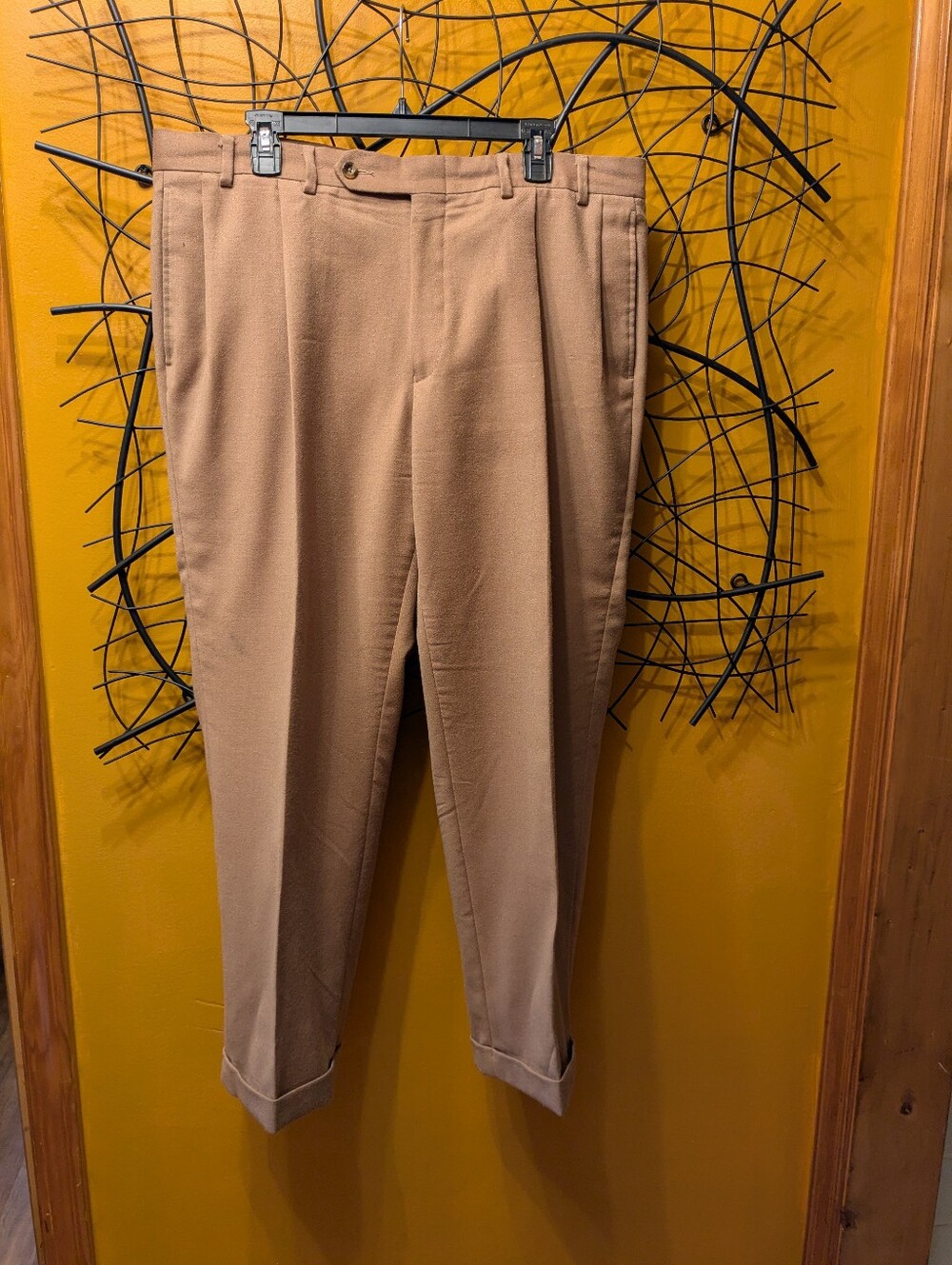 Nautica Men’s Dress Slacks 38x29 - Tan / Camel Beige Cuffed Trouser Pants